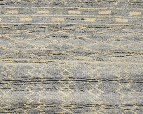 9 Feet Moroccan Gray Hand Woven Wool Runner Rug